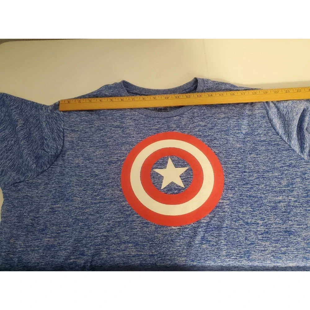Captain America Shield T-Shirt Men's 2X Blue AVENGERS Marvel Comics Long Sleeves - Picture 6 of 8